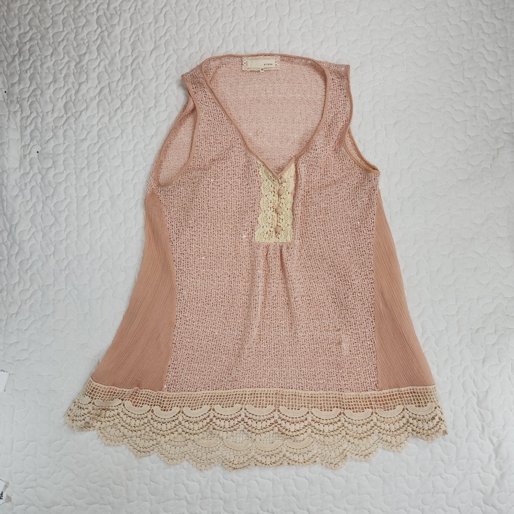 Open Weave Tunic Lagenlook Swing Top Pastel Pink Crochet Lace Layering GAUZE med